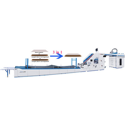 آلة تصفيف الصفيحة الكاملة الآلية من الورق المقوى SFC1500 ثلاث في واحد 5 Ply Paper Box Cardboard Flute Laminator Machine